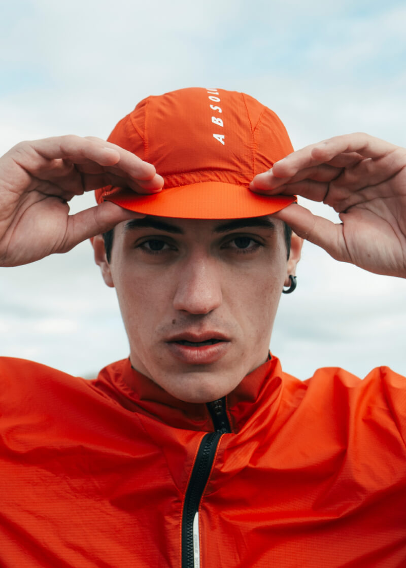 Cycling Rain Cap - Check Orange • Q36.5
